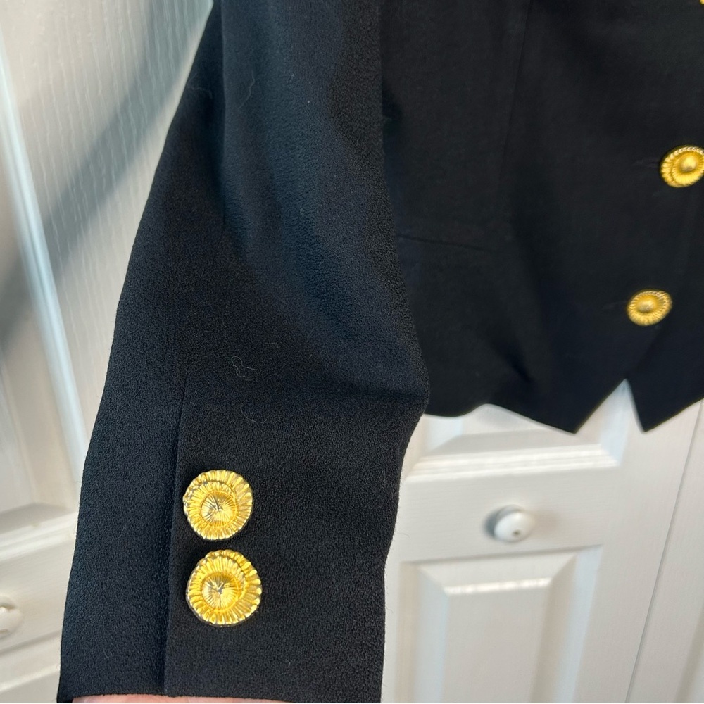 Yasaman Vintage Blazer Black with Gold Buttons Paris Milano NY Size 18 100% Wool - Picture 5 of 7